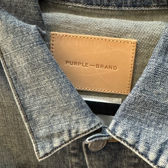 PURPLE BRAND MONOGRAM PRINT FADED DENIM JACKET SIZE LARGE - Picture 13 of 14